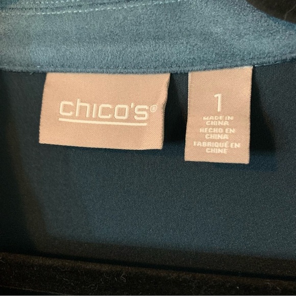 Chico’s Teal Faux Suede Zipper Jacket, size 1 (M/8) - Picture 2 of 9